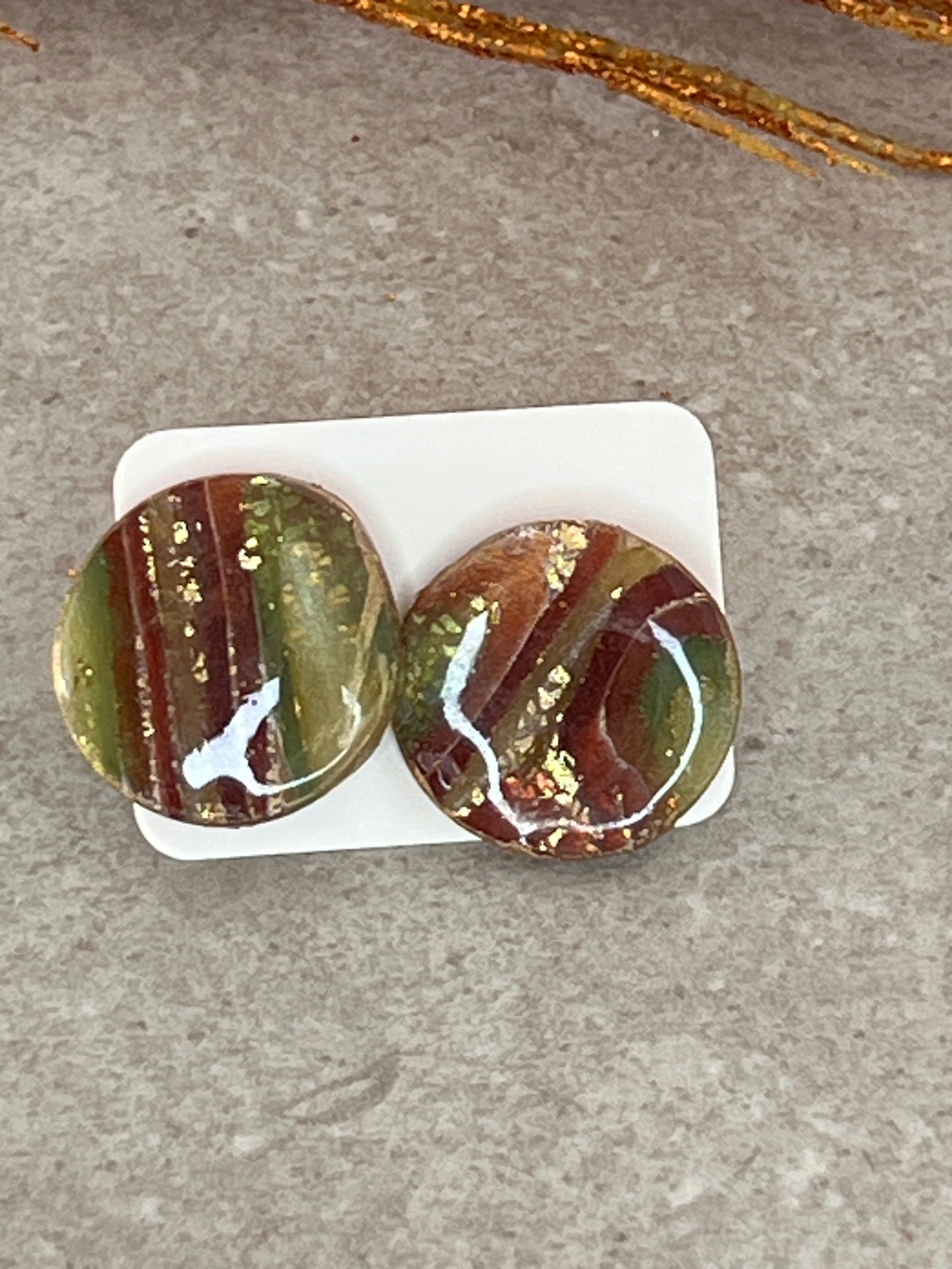 Large Round Faux Stone Stud Earrings