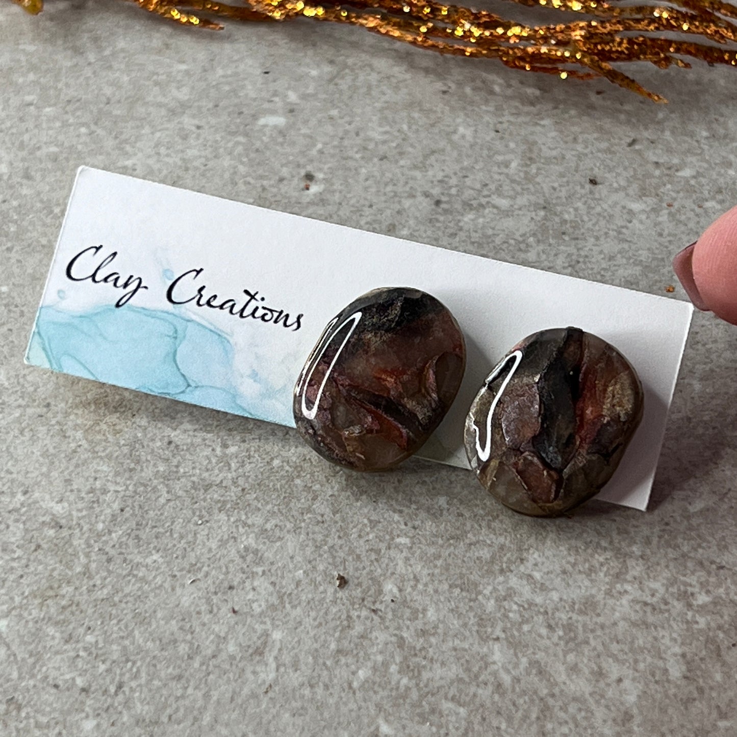 Large Oval Stud Earrings