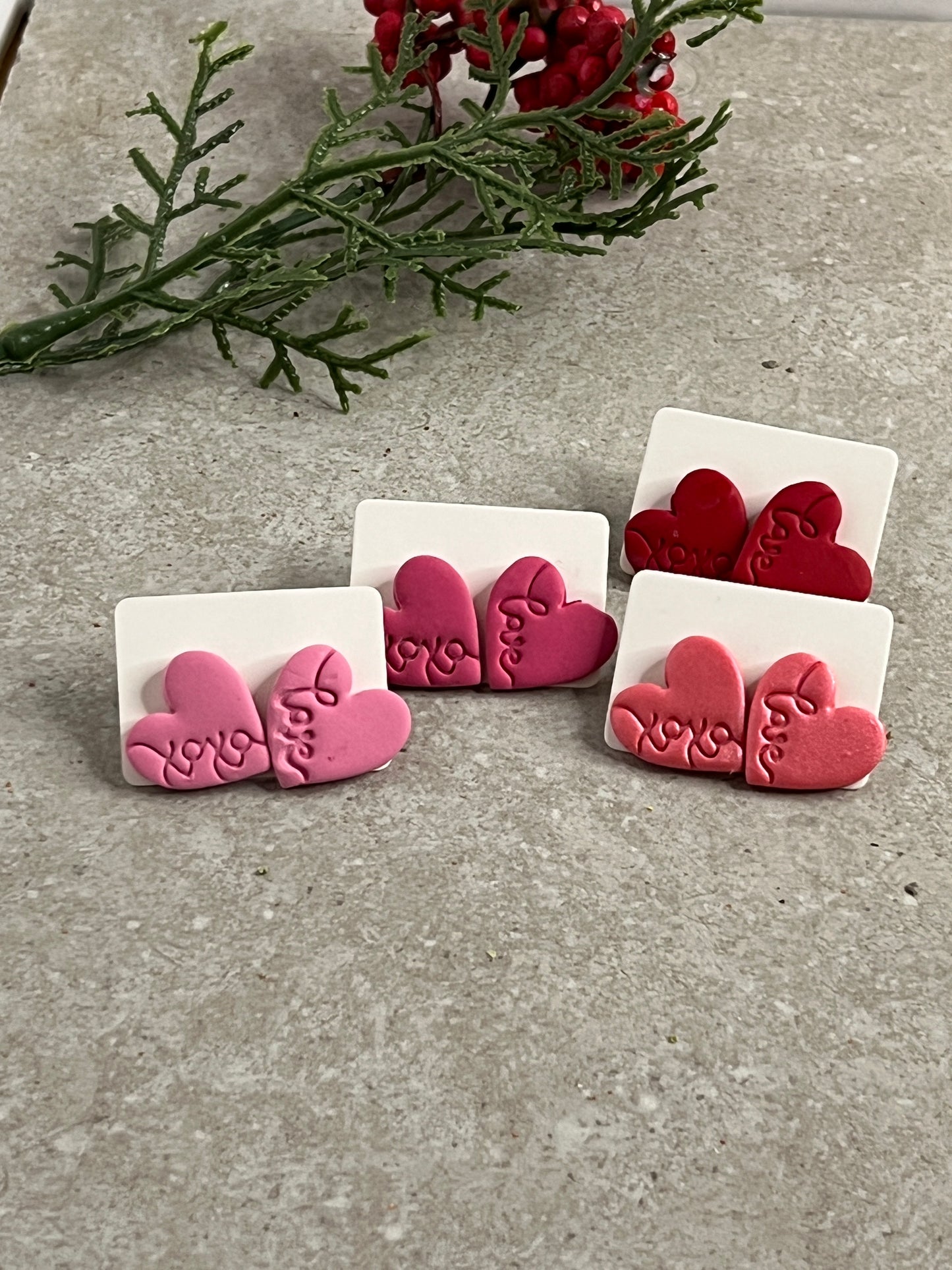 Heart Earrings with Love and XOXO