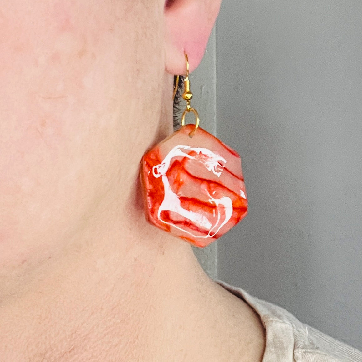 Hexagon  Dangle Earrings