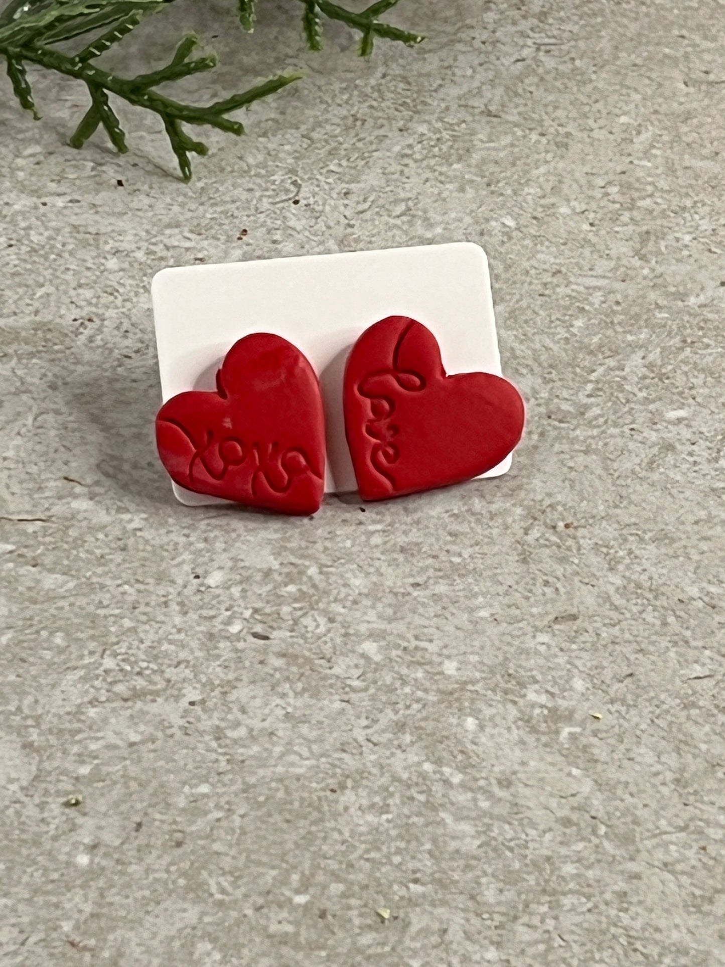 Heart Earrings with Love and XOXO