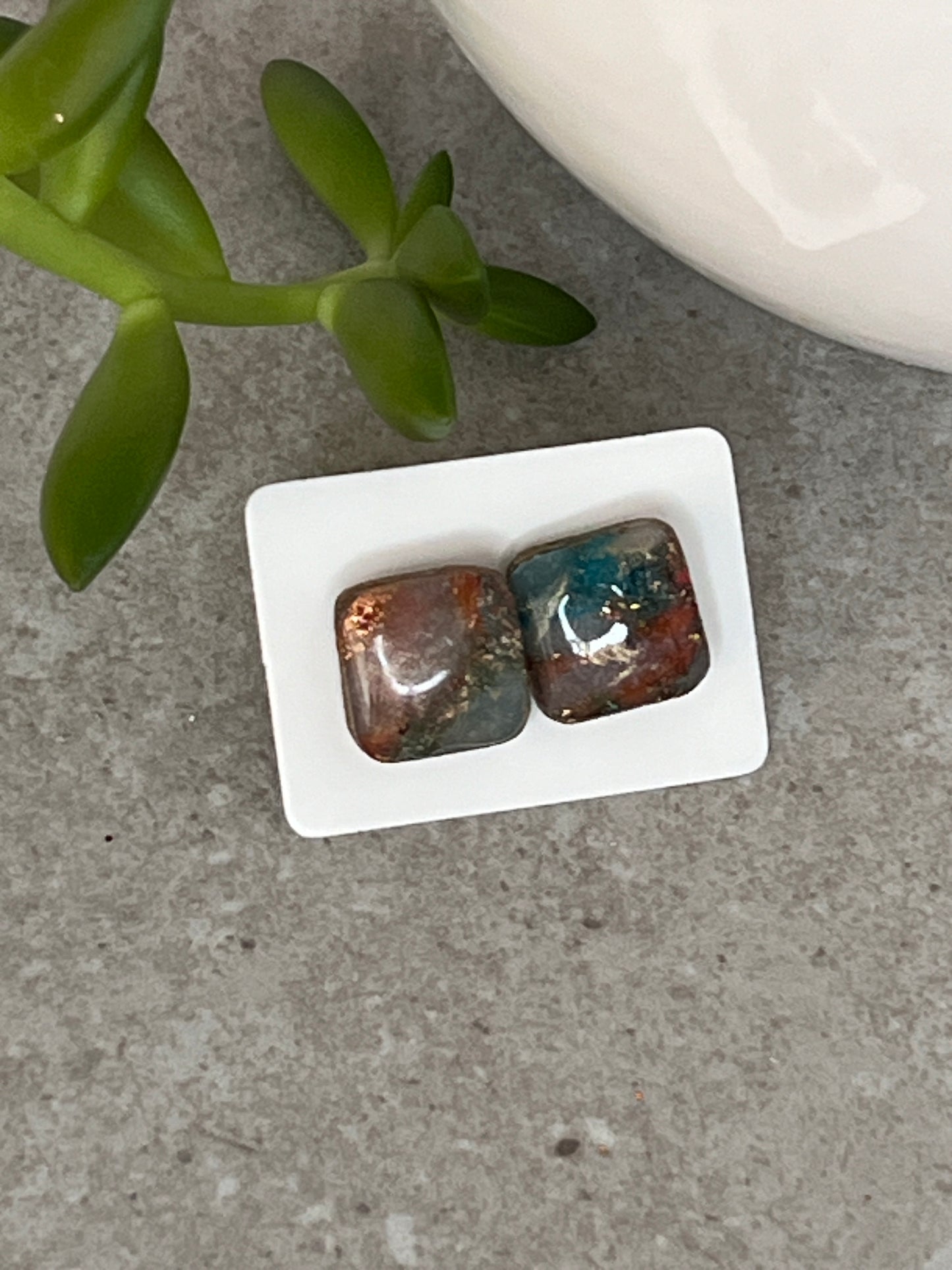 Small Faux Stone Stud Earrings