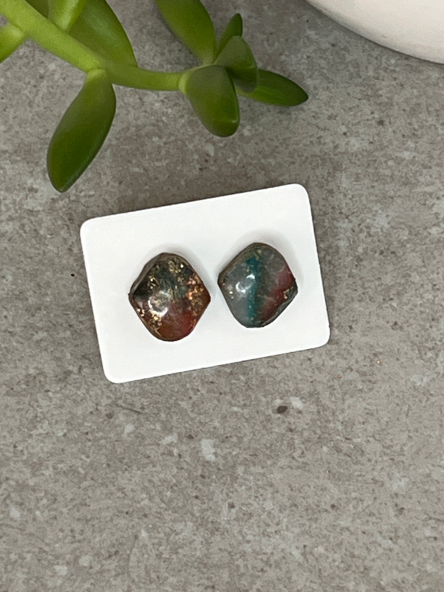 Small Faux Stone Stud Earrings