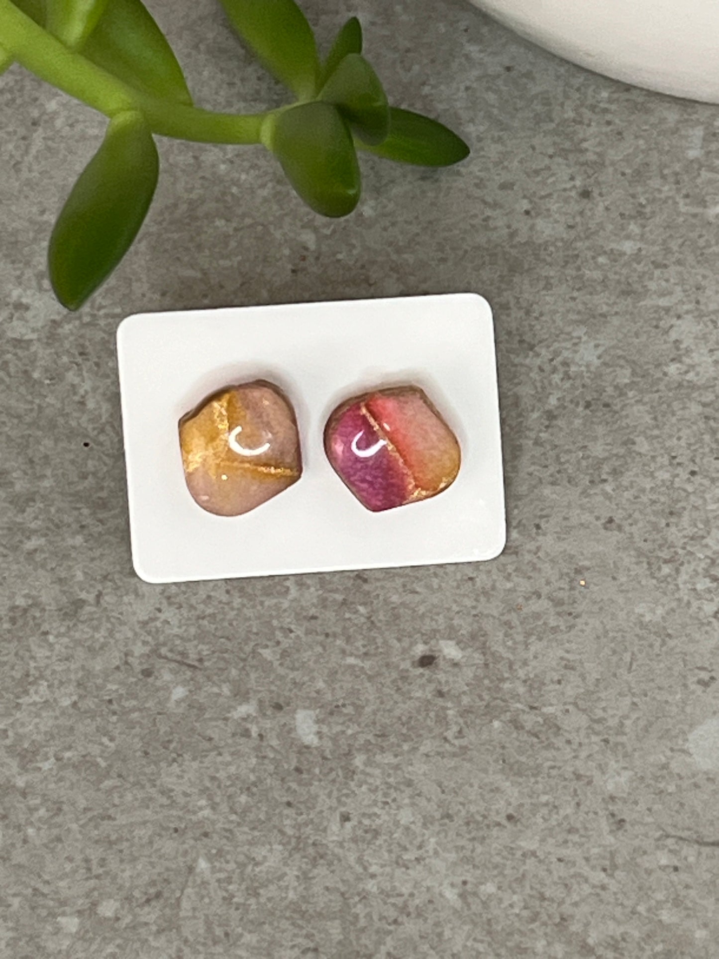 Small Faux Stone Stud Earrings